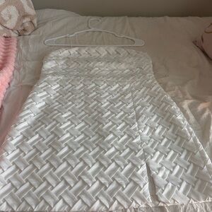 White Textured Women's mini dress